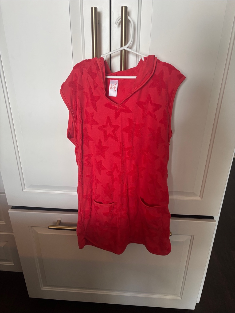 Cat & Jack Red Sleeveless Star Hooded cover up/dress